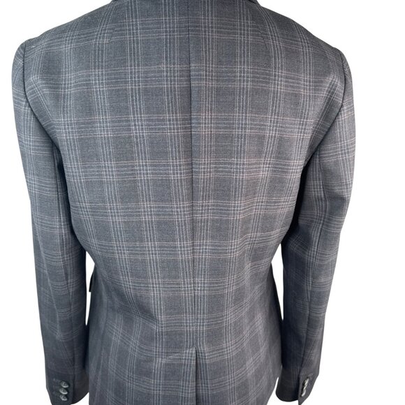 Talbots Grey Size 4 Plaid Two-Button Blazer Wool Blend - Picture 2 of 14
